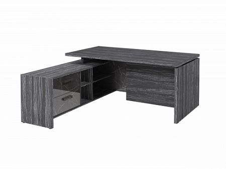 Стол с опорной тумбой FB-117L.GG Древесина Графит/Камень Пьетра Гриджиа черный