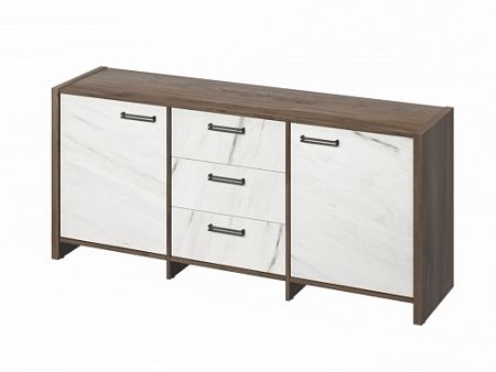 Тумба трехсекционная FB-13-01.G. Орех Пацифик Табак/Мрамор Леванто белый