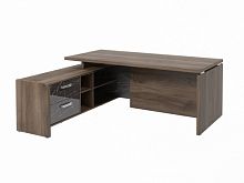 Стол с опорной тумбой FI-119L.GG Орех Пацифик Табак/Камень Пьетра Гриджиа черный